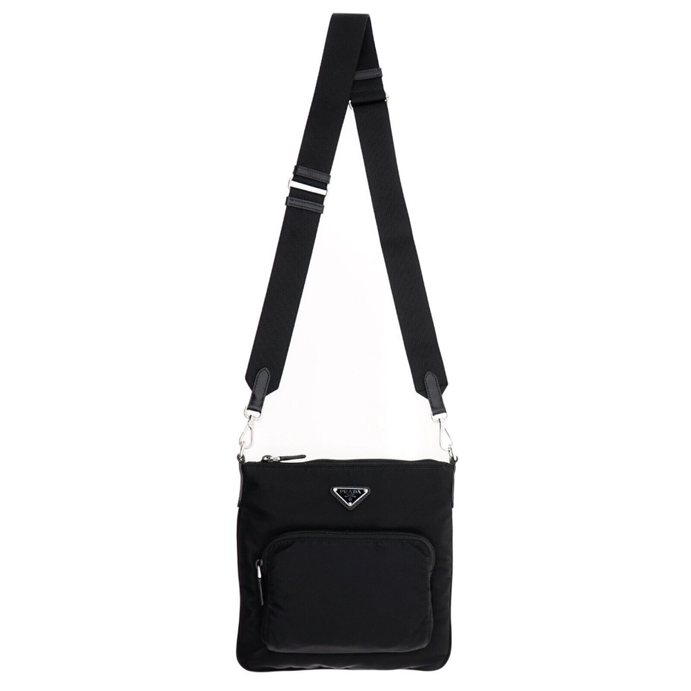 Prada Crossbody Black Nylon Messenger Bag 1BH716 New